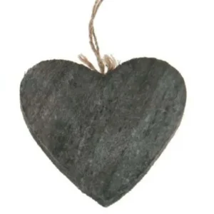 Decoratiehart aan touwtje Zwart grijs 7cm