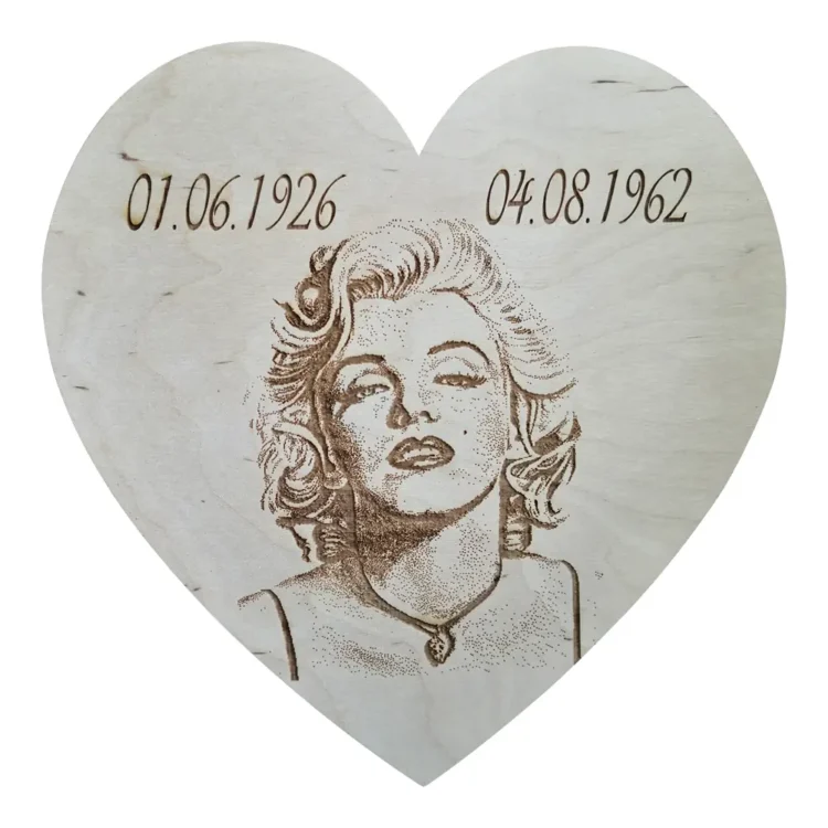 Houten hart Gepersonaliseerde fototekst 25cm