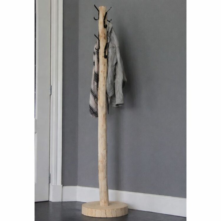 Staande kapstok Magnus naturel met zwarte haken 165 cm