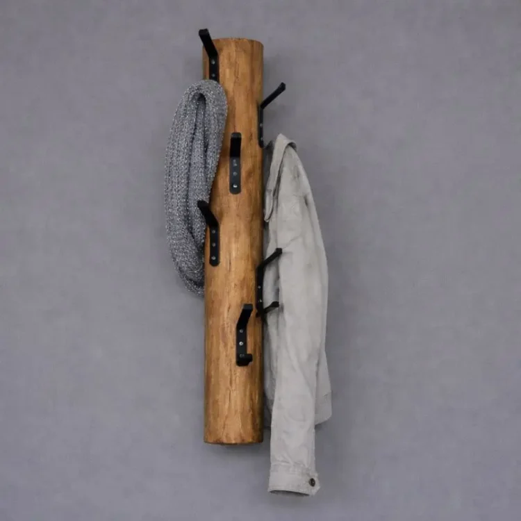 Wandkapstok Oak zwarte haken 70 cm