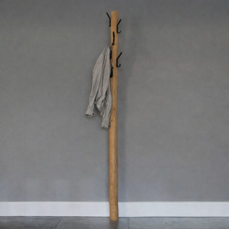 Wandkapstok Old Naturel 6 zwarte haken 165 cm