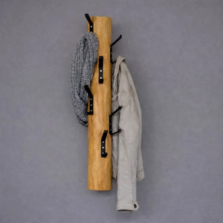 Wandkapstok Old Naturel zwarte haken 70 cm