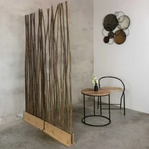 Wilgen Roomdivider Iben Met naturel voet H165cm, (1)